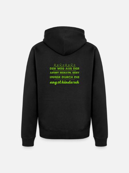 stell dich deiner Angst - Unisex Premium Bio Zip Hoodie - Schwarz
