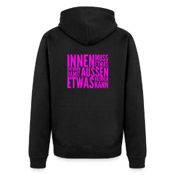 in mir brennt es - Unisex Premium Bio Zip Hoodie - Schwarz - Hinten - Nico (187cm)