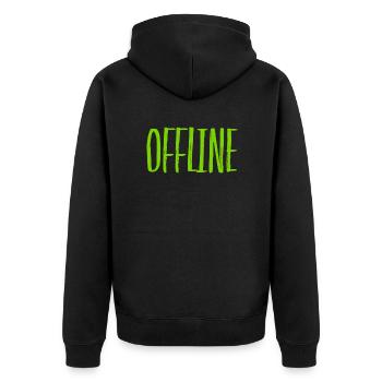 offline ist spitze - Unisex Premium Bio Zip Hoodie - Schwarz - Hinten - Nico (187cm)