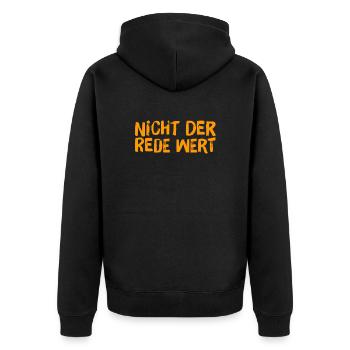 nicht der Rede wert - Unisex Premium Bio Zip Hoodie - Schwarz - Hinten - Nico (187cm)
