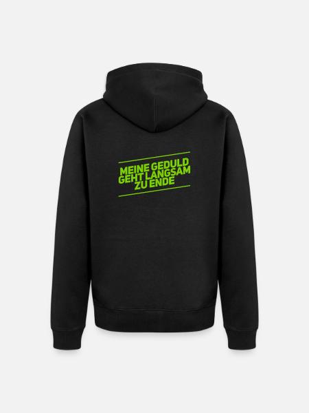 geduldig war gestern - Unisex Premium Bio Zip Hoodie - Schwarz