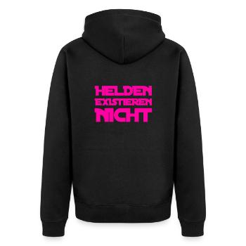 Helden waren gestern - Unisex Premium Bio Zip Hoodie - Schwarz - Hinten - Nico (187cm)