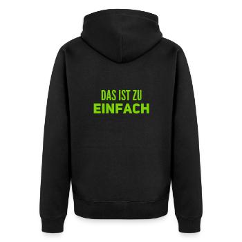 zu einfach - Unisex Premium Bio Zip Hoodie - Schwarz - Hinten - Nico (187cm)