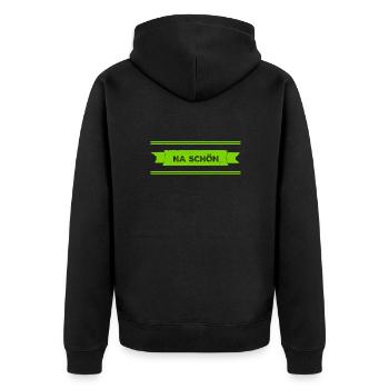 nicht so toll - Unisex Premium Bio Zip Hoodie - Schwarz - Hinten - Nico (187cm)