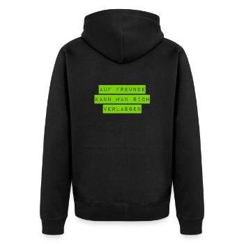 ich liebe meine Freunde - Unisex Premium Bio Zip Hoodie - Schwarz - Hinten - Nico (187cm)