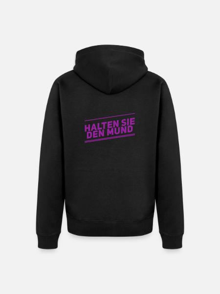 halten Sie den Mund - Unisex Premium Bio Zip Hoodie - Schwarz