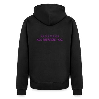 das habe ich noch nie gesehen - Unisex Premium Bio Zip Hoodie - Schwarz - Hinten - Nico (187cm)
