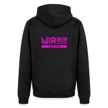 wir brauchen die Polizei - Unisex Premium Bio Zip Hoodie - Schwarz - Hinten - Nico (187cm)