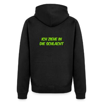 ich bin Kampfbereit - Unisex Premium Bio Zip Hoodie - Schwarz - Hinten - Nico (187cm)
