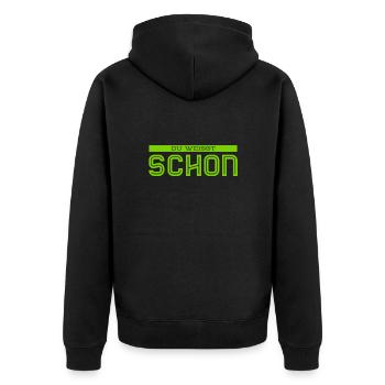 Einigkeit - Unisex Premium Bio Zip Hoodie - Schwarz - Hinten - Nico (187cm)