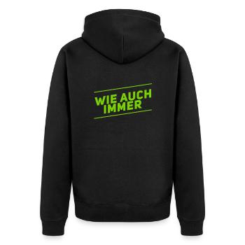 na und - Unisex Premium Bio Zip Hoodie - Schwarz - Hinten - Nico (187cm)