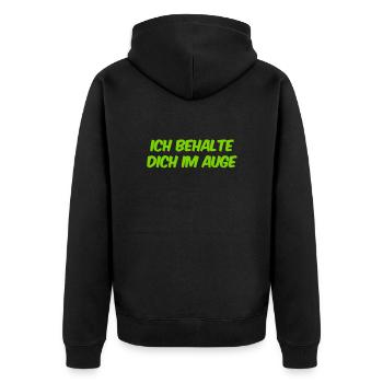 ich schau dich gerne an - Unisex Premium Bio Zip Hoodie - Schwarz - Hinten - Nico (187cm)
