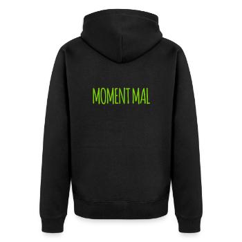 Moment mal - Unisex Premium Bio Zip Hoodie - Schwarz - Hinten - Nico (187cm)