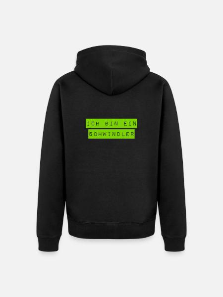 ich bin ein Schwindler - Unisex Premium Bio Zip Hoodie - Schwarz