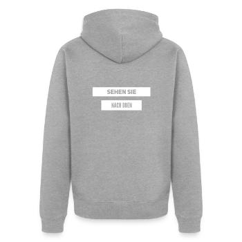 sehen sie nach oben - Unisex Premium Bio Zip Hoodie - Grau meliert - Hinten - Nico (187cm)