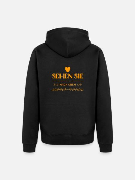 nach oben kucken - Unisex Premium Bio Zip Hoodie - Schwarz