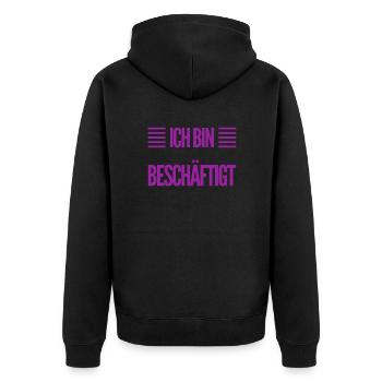 ich habe sehr viel zu tun - Unisex Premium Bio Zip Hoodie - Schwarz - Hinten - Nico (187cm)