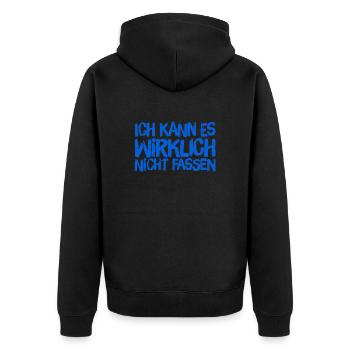 ich bin verdutzt - Unisex Premium Bio Zip Hoodie - Schwarz - Hinten - Nico (187cm)