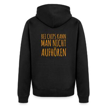 ich liebe Chips - Unisex Premium Bio Zip Hoodie - Schwarz - Hinten - Nico (187cm)