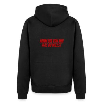 du kannst alles haben - Unisex Premium Bio Zip Hoodie - Schwarz - Hinten - Nico (187cm)