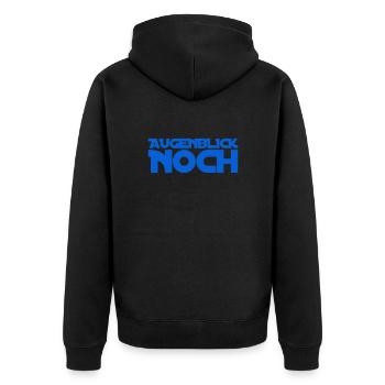 du musst kurz warten - Unisex Premium Bio Zip Hoodie - Schwarz - Hinten - Nico (187cm)