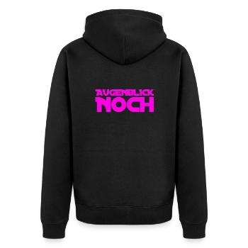 Verspätung - Unisex Premium Bio Zip Hoodie - Schwarz - Hinten - Nico (187cm)