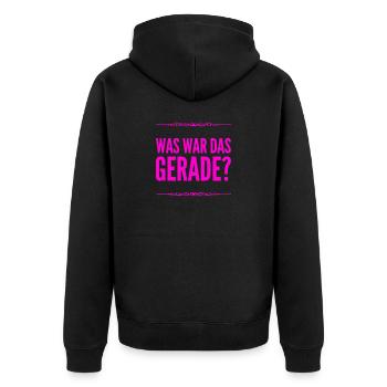 ich wundere mich - Unisex Premium Bio Zip Hoodie - Schwarz - Hinten - Nico (187cm)