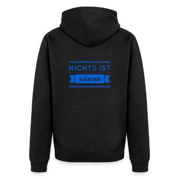 nichts ist härter - Unisex Premium Bio Zip Hoodie - Schwarz - Hinten - Nico (187cm)