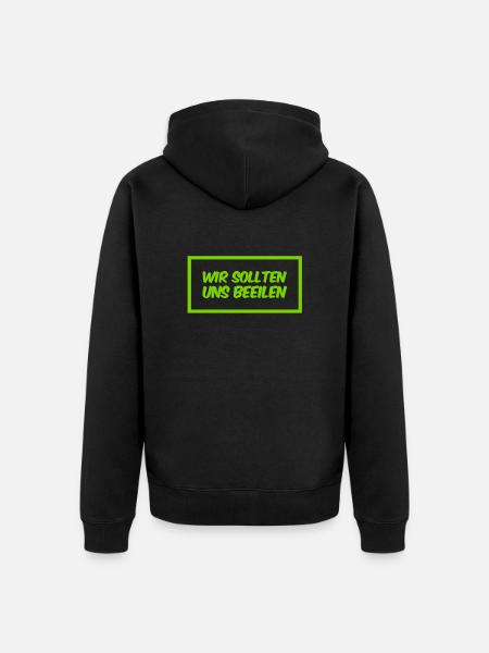 ich beeile mich - Unisex Premium Bio Zip Hoodie - Schwarz