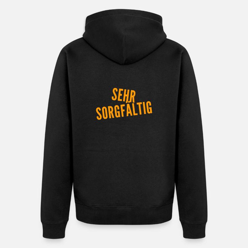 ich liebe Sorgfalt - Unisex Premium Bio Zip Hoodie - Schwarz