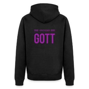 ach du grüne Neune - Unisex Premium Bio Zip Hoodie - Schwarz - Hinten - Nico (187cm)