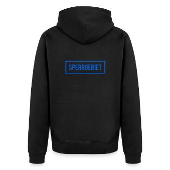 kein Zugang - Unisex Premium Bio Zip Hoodie - Schwarz - Hinten - Nico (187cm)