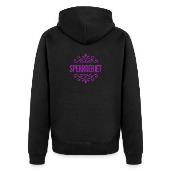 Sperrgebiet - Unisex Premium Bio Zip Hoodie - Schwarz - Hinten - Nico (187cm)