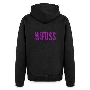 die Freiheit ist toll - Unisex Premium Bio Zip Hoodie - Schwarz - Hinten - Nico (187cm)