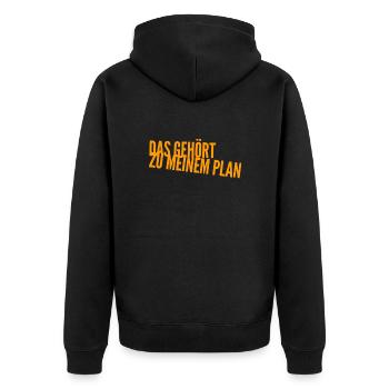 alles Teil des Plans - Unisex Premium Bio Zip Hoodie - Schwarz - Hinten - Nico (187cm)