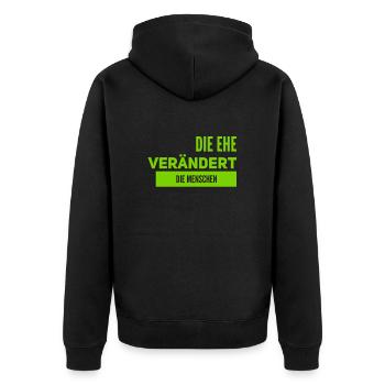 Veränderung durch Ehe - Unisex Premium Bio Zip Hoodie - Schwarz - Hinten - Nico (187cm)