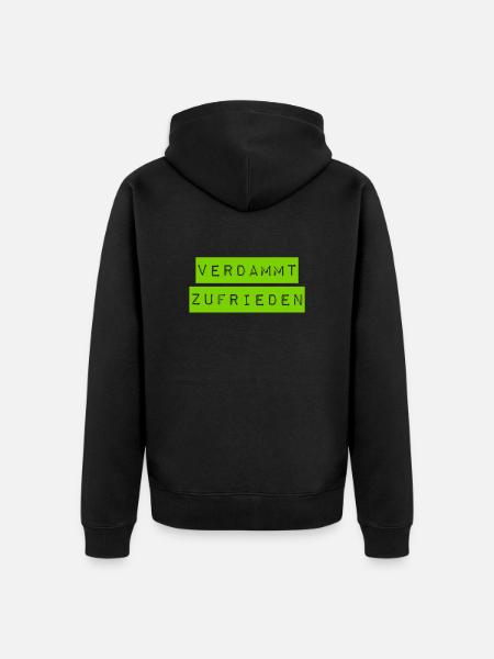 ich bin sehr zufrieden - Unisex Premium Bio Zip Hoodie - Schwarz