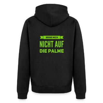 bleib locker - Unisex Premium Bio Zip Hoodie - Schwarz - Hinten - Nico (187cm)