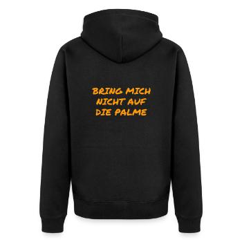 bleib ruhig - Unisex Premium Bio Zip Hoodie - Schwarz - Hinten - Nico (187cm)