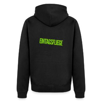 berühmt für einen Tag - Unisex Premium Bio Zip Hoodie - Schwarz - Hinten - Nico (187cm)
