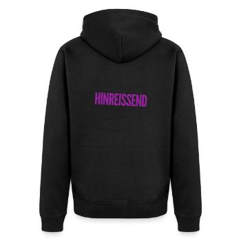 ich bin hübsch - Unisex Premium Bio Zip Hoodie - Schwarz - Hinten - Nico (187cm)