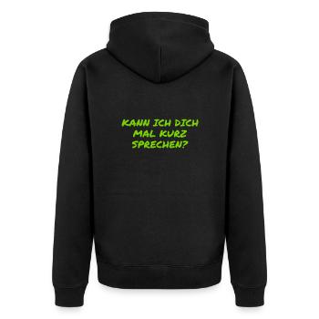 bereit zu reden - Unisex Premium Bio Zip Hoodie - Schwarz - Hinten - Nico (187cm)