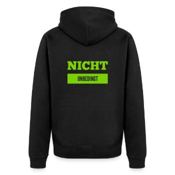 nicht zwangsläufig - Unisex Premium Bio Zip Hoodie - Schwarz - Hinten - Nico (187cm)