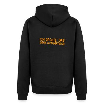 das geht nicht von selbst - Unisex Premium Bio Zip Hoodie - Schwarz - Hinten - Nico (187cm)