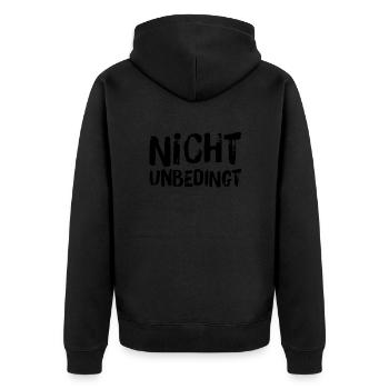 vielleicht ist es anders - Unisex Premium Bio Zip Hoodie - Schwarz - Hinten - Nico (187cm)