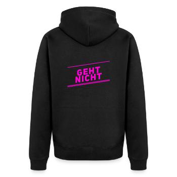 geht nicht - Unisex Premium Bio Zip Hoodie - Schwarz - Hinten - Nico (187cm)