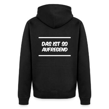ich bin gespannt - Unisex Premium Bio Zip Hoodie - Schwarz - Hinten - Nico (187cm)