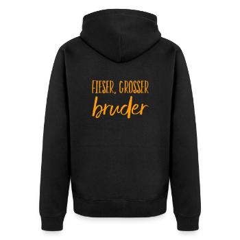 der ältere Bruder - Unisex Premium Bio Zip Hoodie - Schwarz - Hinten - Nico (187cm)