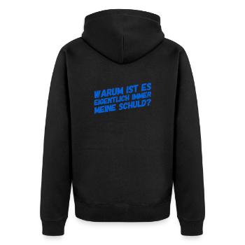 vor dir steht der Sündenbock - Unisex Premium Bio Zip Hoodie - Schwarz - Hinten - Nico (187cm)