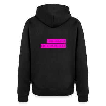 das mache ich nicht - Unisex Premium Bio Zip Hoodie - Schwarz - Hinten - Nico (187cm)
